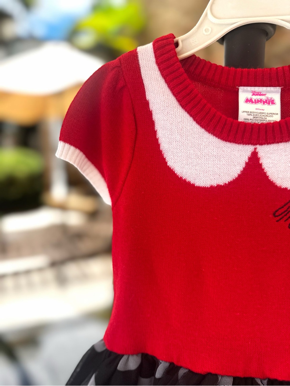 Disney Minnie Dress, Red w/ Black Tulle Polka Dot Skirt, 3T - Picture 5 of 7